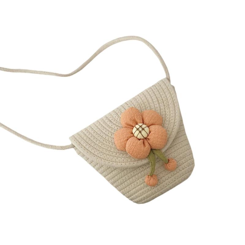 Stylish Braided Crossbody Purse Flower Pendant Small Shoulder Bag