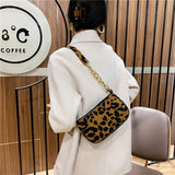Leopard Print Underarm Bag Soft Women Handbag
