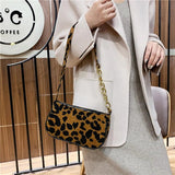 Leopard Print Underarm Bag Soft Women Handbag