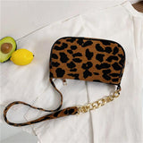 Leopard Print Underarm Bag Soft Women Handbag