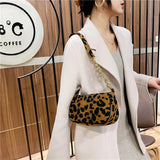 Leopard Print Underarm Bag Soft Women Handbag