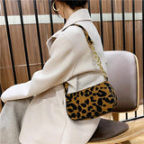 Leopard Print Underarm Bag Soft Women Handbag