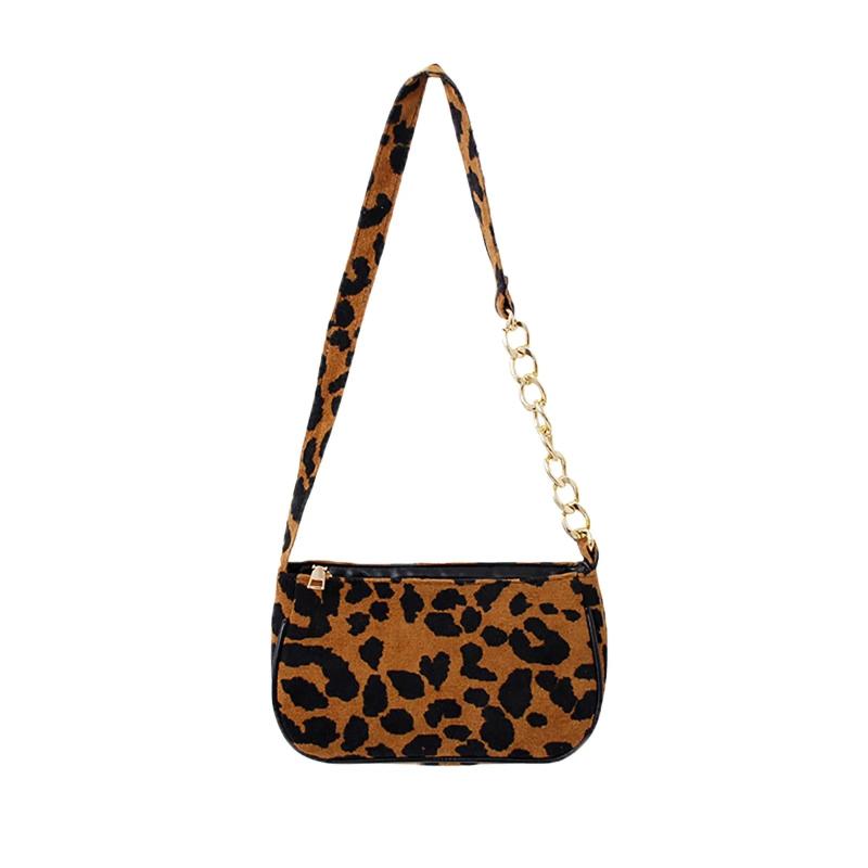 Leopard Print Underarm Bag Soft Women Handbag