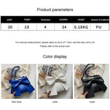 Women's Bowknot Shoulder Bag, Multi-use Handbag Tote, White/Blue/Black