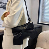Women's Bowknot Shoulder Bag, Multi-use Handbag Tote, White/Blue/Black