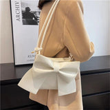 Women's Bowknot Shoulder Bag, Multi-use Handbag Tote, White/Blue/Black