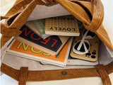 Women's Corduroy Shoulder Bag Casual Handbag Large Capacity Messenger Underarm B