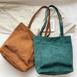 Women's Corduroy Shoulder Bag Casual Handbag Large Capacity Messenger Underarm B