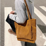 Women's Corduroy Shoulder Bag Casual Handbag Large Capacity Messenger Underarm B