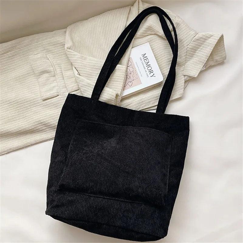 Women's Corduroy Shoulder Bag Casual Handbag Large Capacity Messenger Underarm B