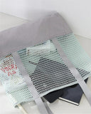 Summer Japanese Women's Fold Canvas Mesh Beach Tote Handbag