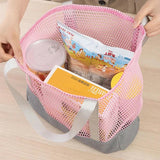 Summer Japanese Women's Fold Canvas Mesh Beach Tote Handbag