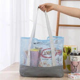 Summer Japanese Women's Fold Canvas Mesh Beach Tote Handbag