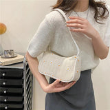 Straw Shoulder Bag with Daisy Pattern Zipper Closure Retro Bohemia Style