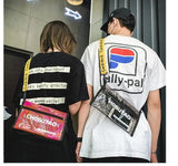 Women Transparent Crossbody Purse Letter Print Jelly Bag Shoulder Bags