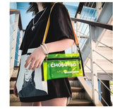 Women Transparent Crossbody Purse Letter Print Jelly Bag Shoulder Bags