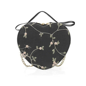 Heart Embroidery Shoulder Bag for Women, Peach Heart Design