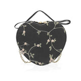 Heart Embroidery Shoulder Bag for Women, Peach Heart Design