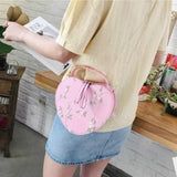 Heart Embroidery Shoulder Bag for Women, Peach Heart Design