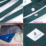 Corduroy Shoulder Bag Reusable Shopping Tote Soft Handbag Button Closure