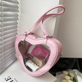 Heart Shaped Girls Crossbody Bags Transparent Women Shoulder Bags PVC