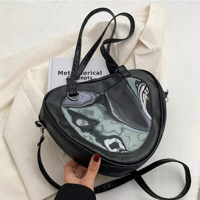 Heart Shaped Girls Crossbody Bags Transparent Women Shoulder Bags PVC