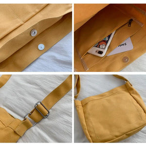 Large Capacity Canvas Shoulder Bag School Bag