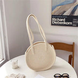 Embroidery Cherry Round Handbag Tote Bag for Women, Large Capacity Shoulder Bag