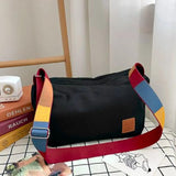 Canvas Shoulder Bags Solid Soft Leisure Crossbody Bag for Women