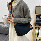 Canvas Shoulder Bags Solid Soft Leisure Crossbody Bag for Women