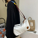 Canvas Shoulder Bags Solid Soft Leisure Crossbody Bag for Women