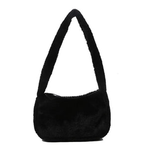 Soft Plush Hobos Shoulder Bag Winter Furry Ladies Clutch Purse Handbag Female