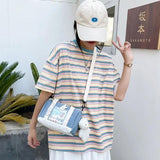 Women Canvas Bag with Bear Pendant Small Shoulder Bags