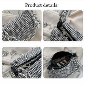 Bling Diamond Small Crossbody Messenger Bags for Women Summer Thick Chain