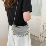 Bling Diamond Small Crossbody Messenger Bags for Women Summer Thick Chain