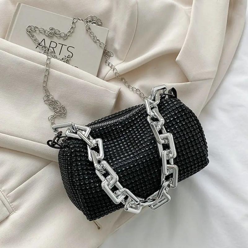 Bling Diamond Small Crossbody Messenger Bags for Women Summer Thick Chain