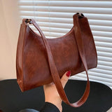 Vintage Shoulder Underarm Bag PU Leather Female Daily Casual Handbag