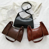 Vintage Shoulder Underarm Bag PU Leather Female Daily Casual Handbag