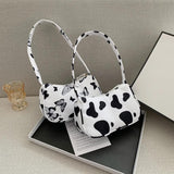 Vintage Women Canvas Butterfly Cow Print Casual Shoulder Bag