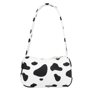 Vintage Women Canvas Butterfly Cow Print Casual Shoulder Bag
