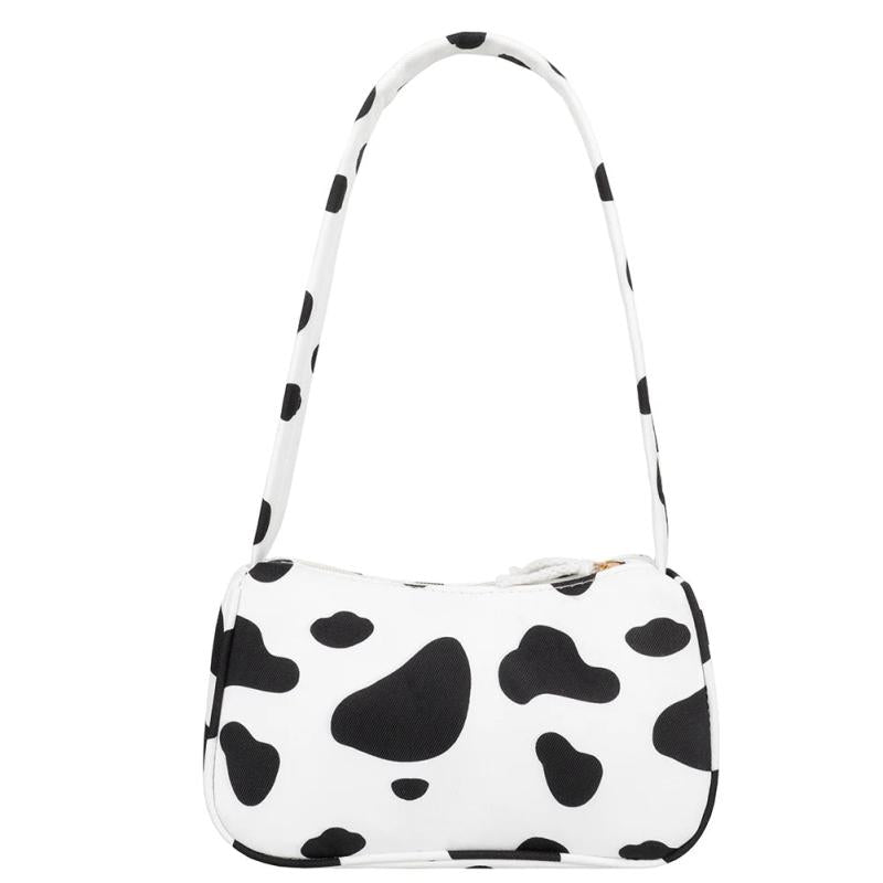 Vintage Women Canvas Butterfly Cow Print Casual Shoulder Bag