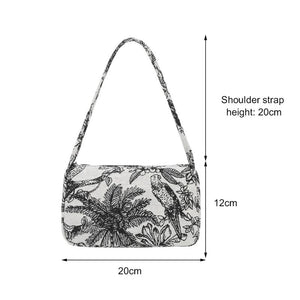 Animal Pattern Print Canvas Shoulder Underarm Bag Women Small Purse Handbags