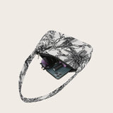 Animal Pattern Print Canvas Shoulder Underarm Bag Women Small Purse Handbags