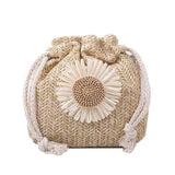 Woven Rattan Straw Beach Bag for Women, Khaki Beige Handbag