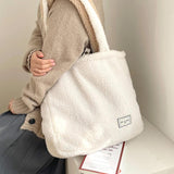 Plush Shoulder Bag Large Canvas Student Commuter Bag