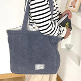 Plush Shoulder Bag Large Canvas Student Commuter Bag