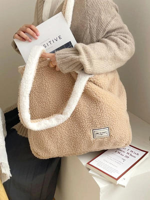 Plush Shoulder Bag Large Canvas Student Commuter Bag