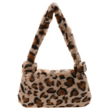 Vintage Plush Shoulder Bags For Women Casual Animal Pattern Underarm Handbags