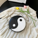 Daily Hit Handbags Women PU Leather Tai Chi Round Messenger Bag