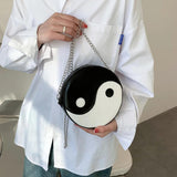 Daily Hit Handbags Women PU Leather Tai Chi Round Messenger Bag